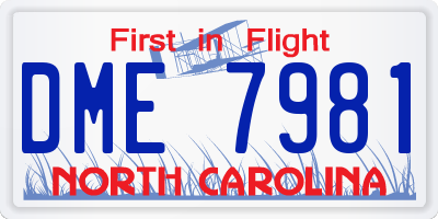 NC license plate DME7981