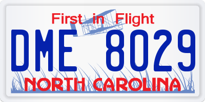 NC license plate DME8029