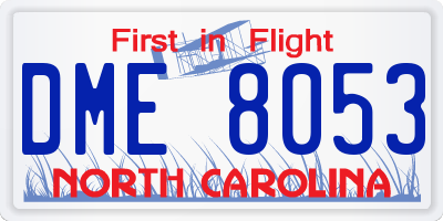 NC license plate DME8053