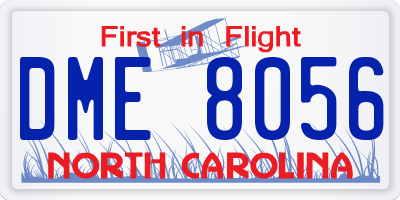 NC license plate DME8056