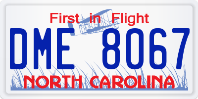 NC license plate DME8067