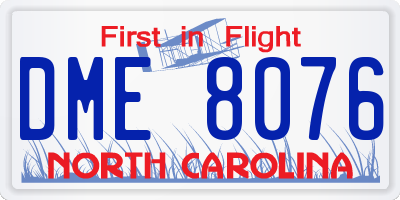 NC license plate DME8076