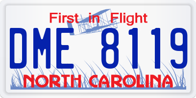 NC license plate DME8119