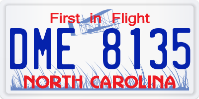 NC license plate DME8135