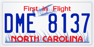NC license plate DME8137