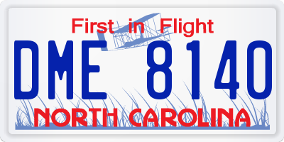 NC license plate DME8140