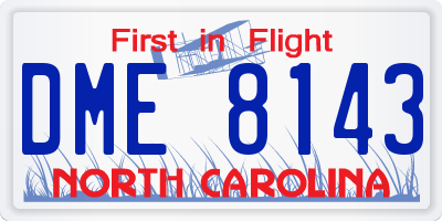 NC license plate DME8143