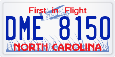 NC license plate DME8150