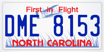 NC license plate DME8153