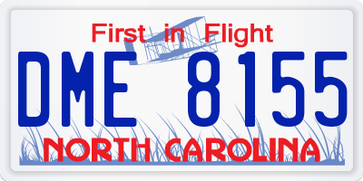 NC license plate DME8155