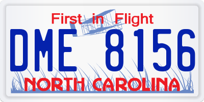 NC license plate DME8156