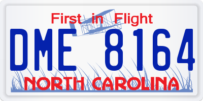 NC license plate DME8164