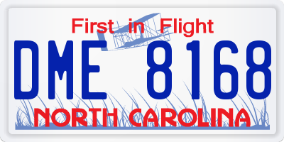 NC license plate DME8168