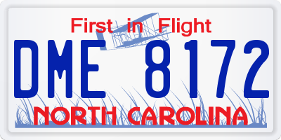 NC license plate DME8172