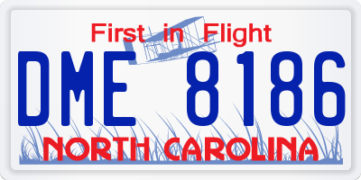 NC license plate DME8186