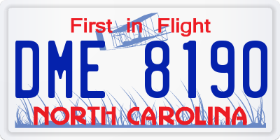 NC license plate DME8190