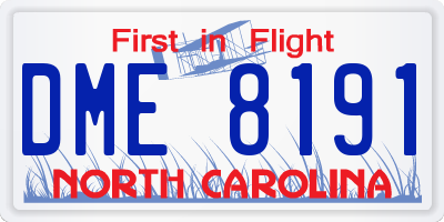 NC license plate DME8191
