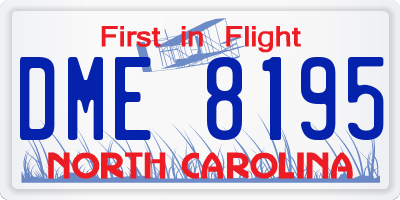 NC license plate DME8195