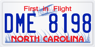 NC license plate DME8198