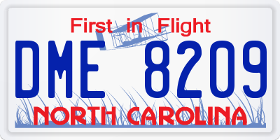 NC license plate DME8209
