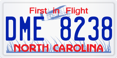 NC license plate DME8238