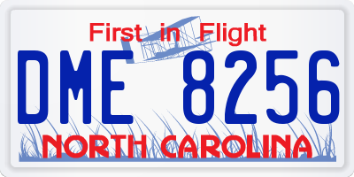 NC license plate DME8256