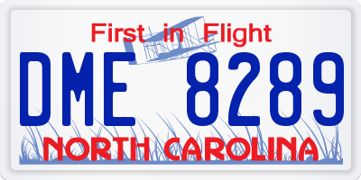 NC license plate DME8289