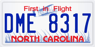 NC license plate DME8317