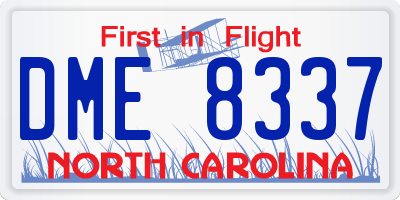 NC license plate DME8337