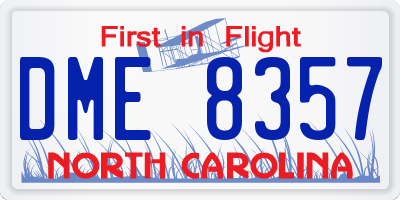 NC license plate DME8357