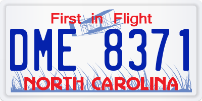 NC license plate DME8371
