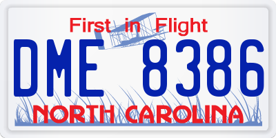 NC license plate DME8386