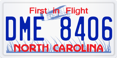 NC license plate DME8406