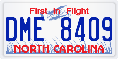 NC license plate DME8409