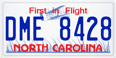 NC license plate DME8428