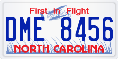 NC license plate DME8456