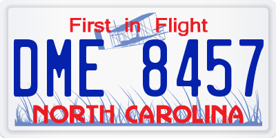 NC license plate DME8457