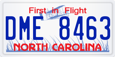 NC license plate DME8463