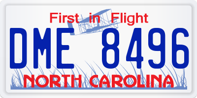 NC license plate DME8496