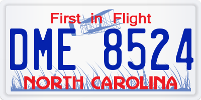 NC license plate DME8524