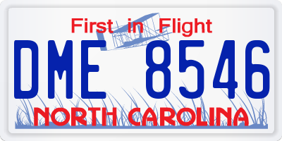 NC license plate DME8546