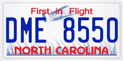 NC license plate DME8550