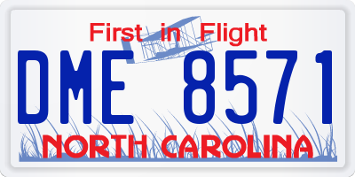 NC license plate DME8571
