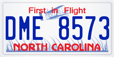 NC license plate DME8573