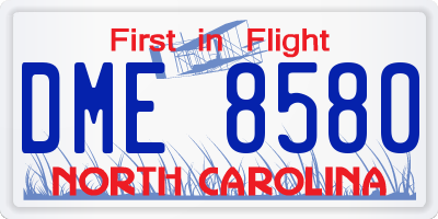 NC license plate DME8580
