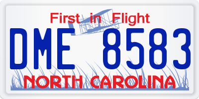 NC license plate DME8583