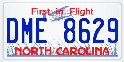 NC license plate DME8629