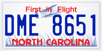 NC license plate DME8651