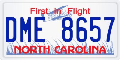 NC license plate DME8657