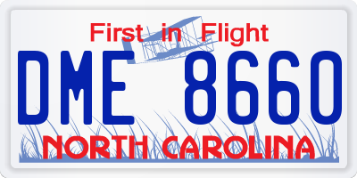 NC license plate DME8660